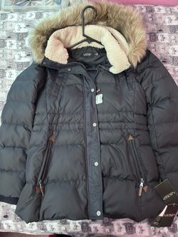 Lauren Ralph Lauren | Women’s S Small Puffer Coat Down Faux fur Hood Dark Blue