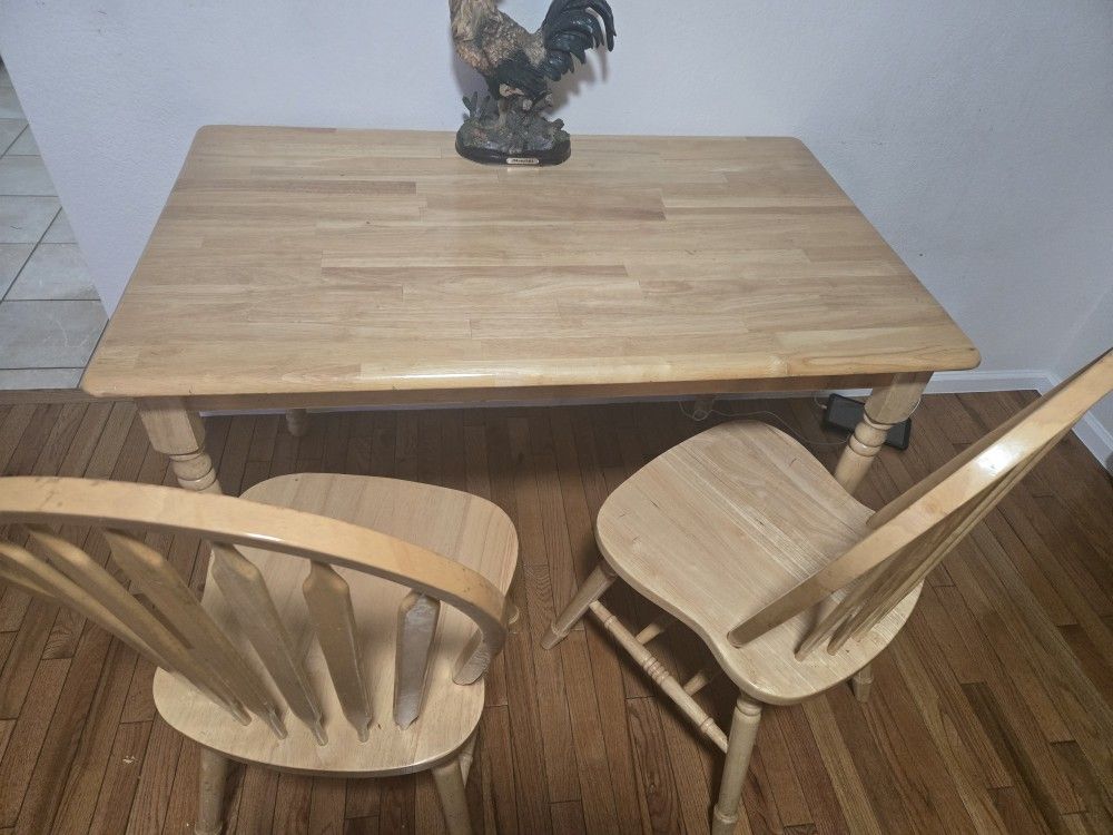 Wood Table With 2 Chairs 