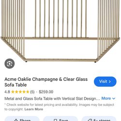 Sofa Table  Gold And Glass