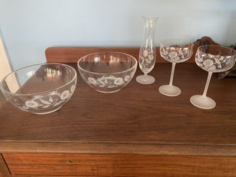 5 Piece Crystal Avon Hummingbird Set - Mint Condition 