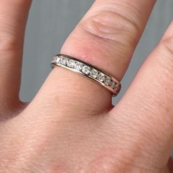 14k White Gold Half Diamond Band Ring