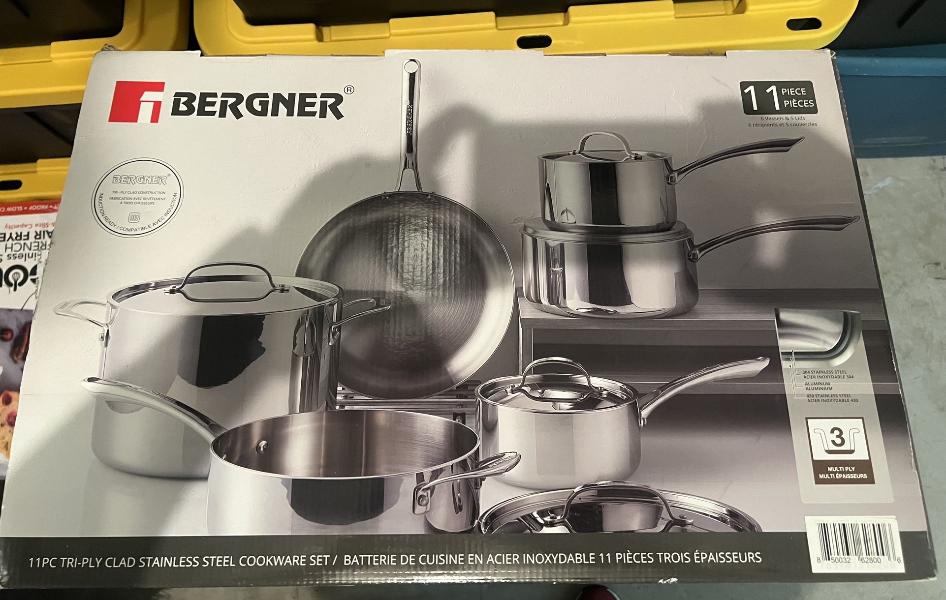 Bergner Stainless Steel 11pc Set Tri Ply - New In Box