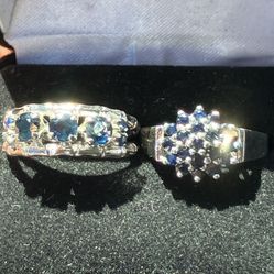 2 Sterling Silver Sapphire Rings And Bracelet $75