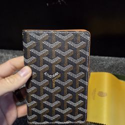Goyard Passport Holder - Black And Tan, Brand New