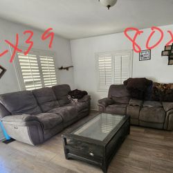 Grey Electric Recliner Sofa Couch 
