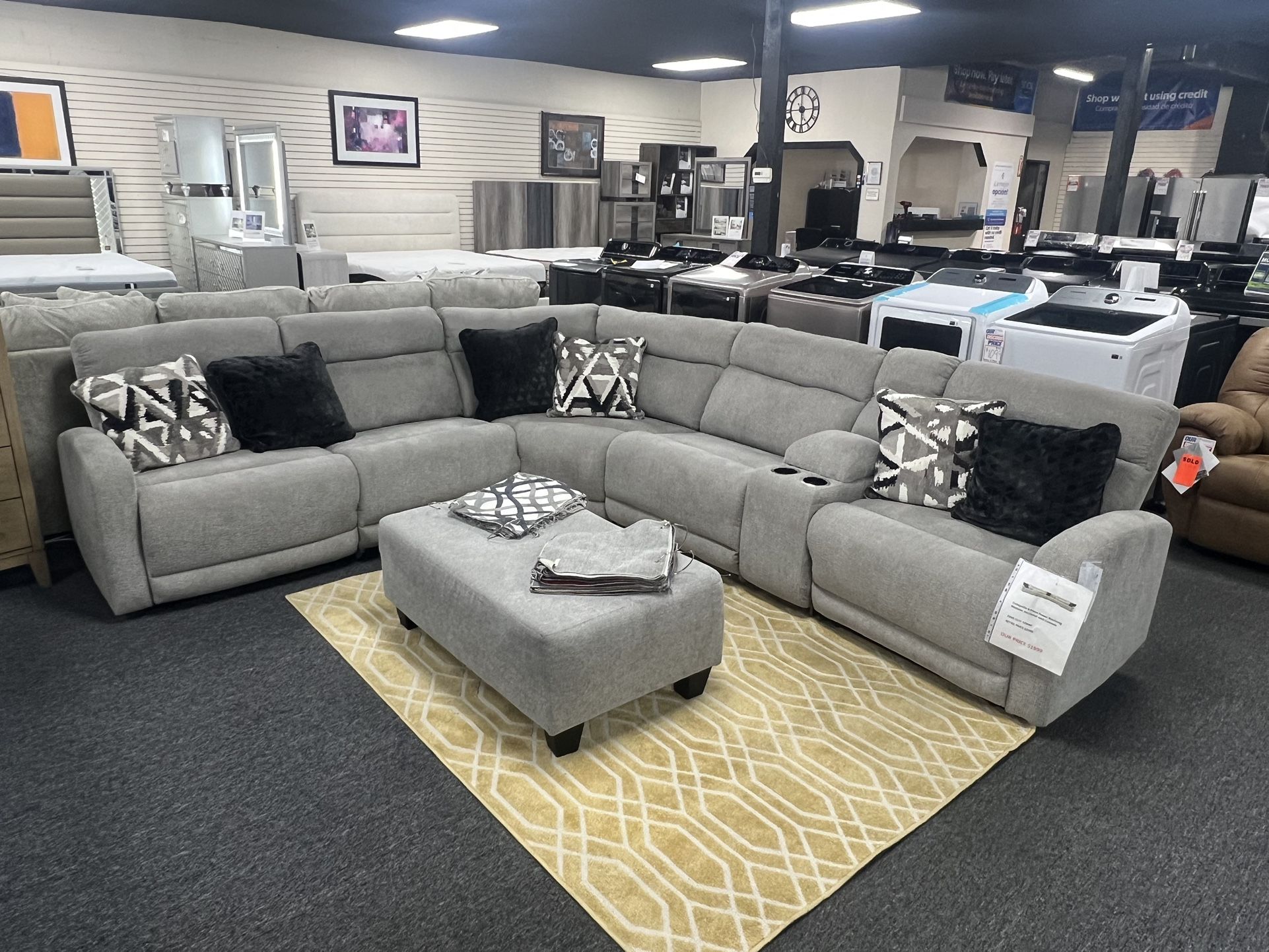 New 6 Pcs Power Recliner Sectional On Sale For $1599. Delivery Available