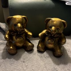 Youth Teddy Bear Book Ends Very Heavy Brass
