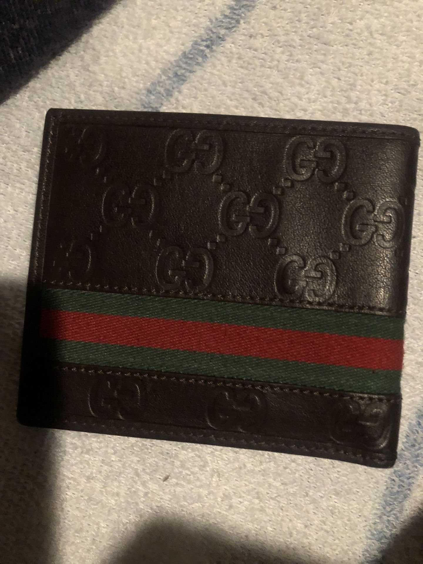 GUCCI Web Accent Leather Bifold Wallet