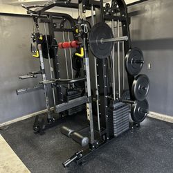 Smith Machine 300 | Adjustable Bench | 245lb Cast Iron Olympic Weights | 7ft Olympic Bar | Fitness | Gym Equipment | FREE DELIVERY 🚚 