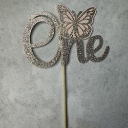 Rosegold Glitter “One” Cake Topper Decor Baby Birthday