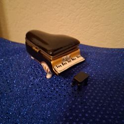 Black Baby Grand Piano Limoge style Trinket Box