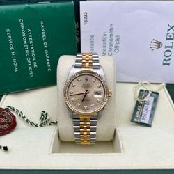 2007 NOS Rolex Datejust 36mm Factory Champagne Diamond Dial 16233 Jubilee Bracelet Stickers Full Set Box Papers Tags