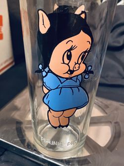 Vintage RARE 1973 16oz Brockway Pepsi Looney Tunes Glass White Writing