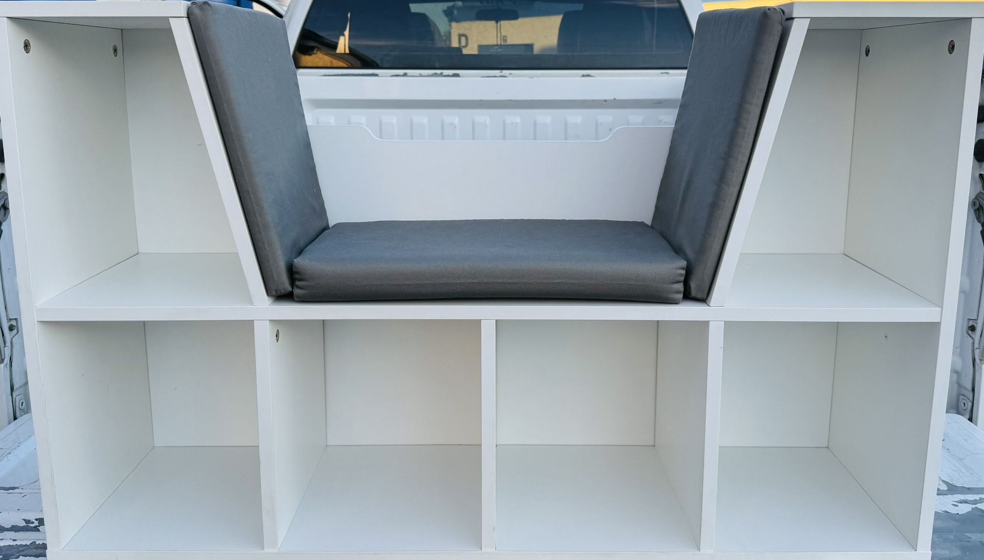 Kids Reading Nook Organizer with Storage Bookshelf and Detachable Cushions, 6-Cubby Bookcase Cabinet for Kids Room and Bedroom, White