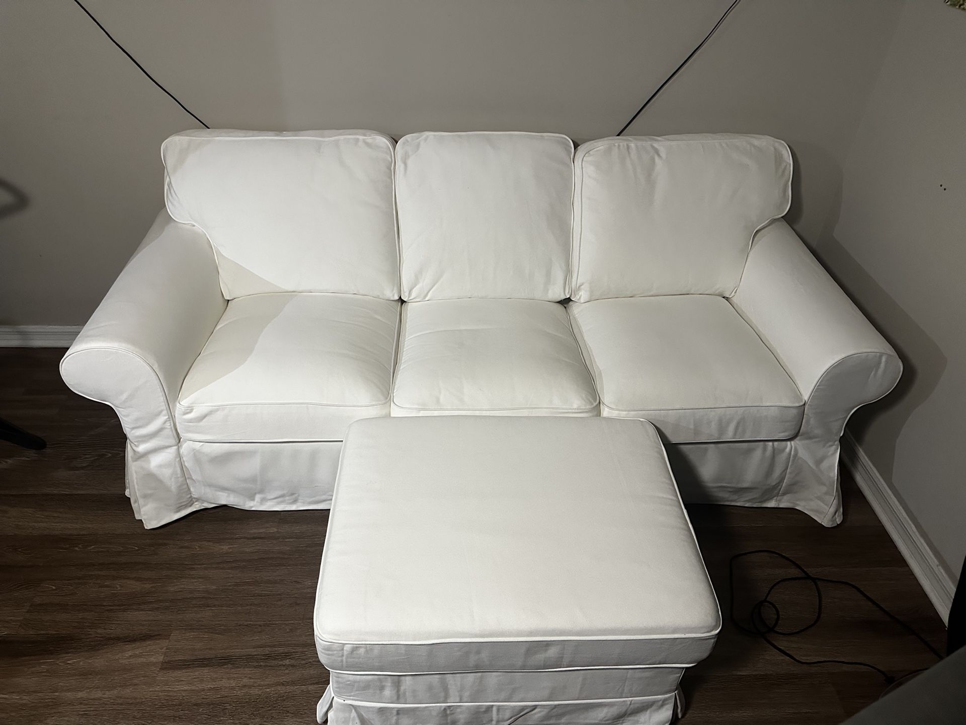 7ft Like New White Heavy Duty Couch
