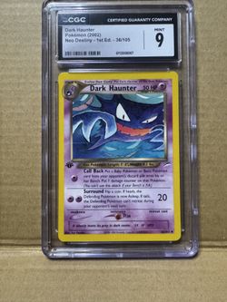 CGC 9 graded 2002 Pokémon Neo Destiny 1st Edition Dark Haunter (#36/105)