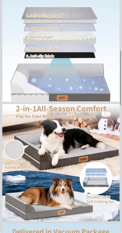 🔥Brand new🔥 5.0 5.0 out of 5 stars (21) Cooling Dog Bed for Large Dogs, Orthopedic Dog Bed with Cooling Gel Mat, Removable Washable Cover, Waterproo