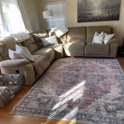 Super Comfortable Microfiber Sectional Recliner Set. With Washable Rug