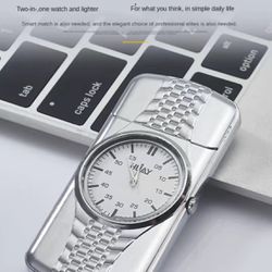 Watch silver electric cigarette lighter