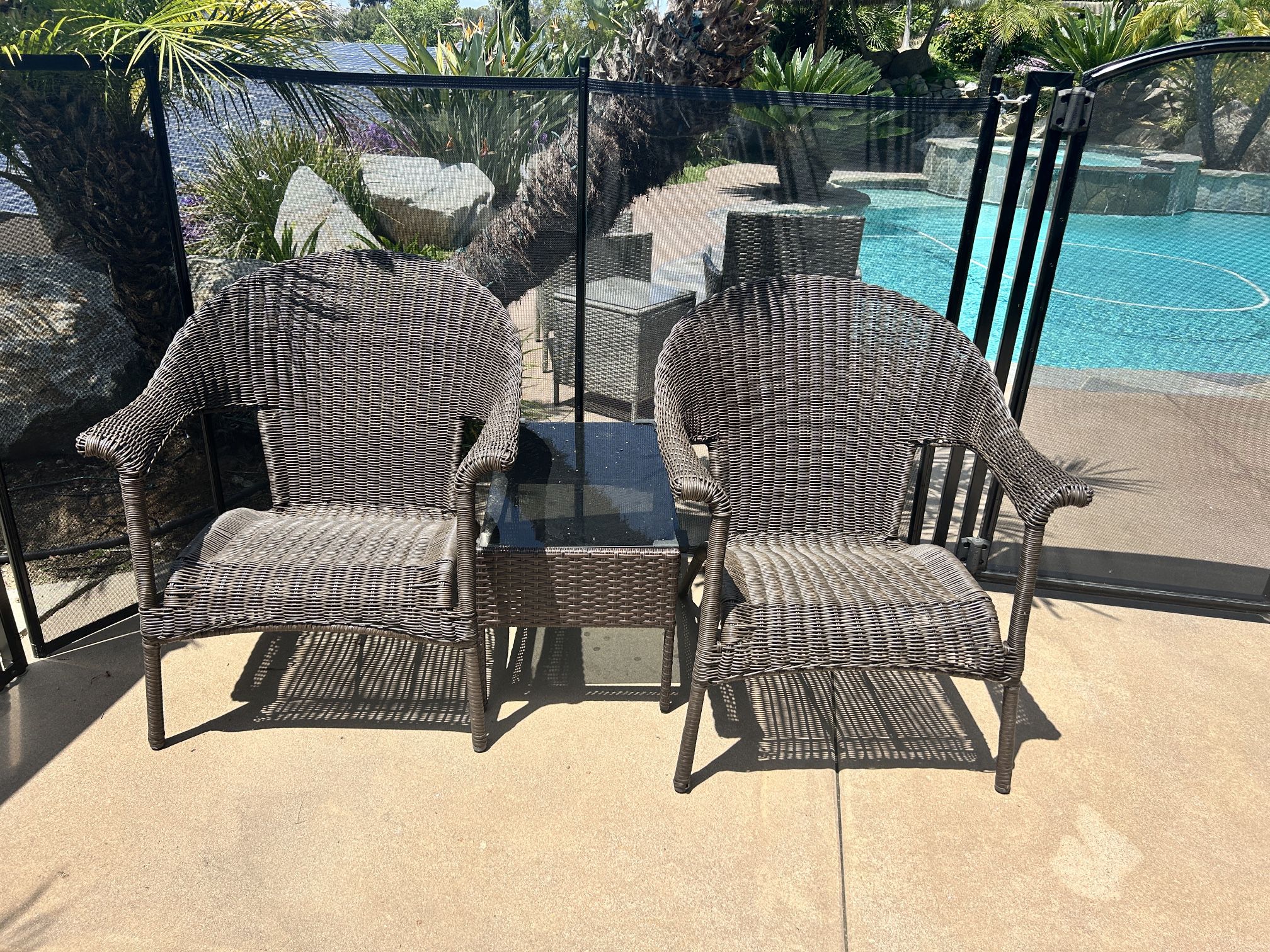 Rattan 2 Chairs And Table