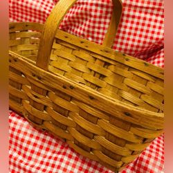 LRG Vintage Original BASKET Fine Art Artisan Weave Oak Wood Antique Collectible Artist Hand Woven Wooden Handwoven 19” HILLCREST UNIVERSITY HEIGHTS