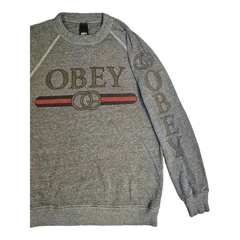 Obey OG Gucci Spoof Long Sleeve Gray SweatShirt Mens Size Small S for Sale in Covina, CA -