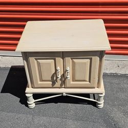 End Tables: NightStand Small Off-White Two Door NightStand