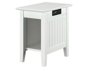 Assembled New Nantucket Chair Side Table with Built-in Charger in White