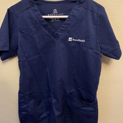 WonderWink Workflex Classic Fit Women's Navy Blue Scrub Top PeaceHealth XS