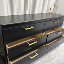  NEW BLACK AND GOLD 6 DRAWER DRESSER🔖