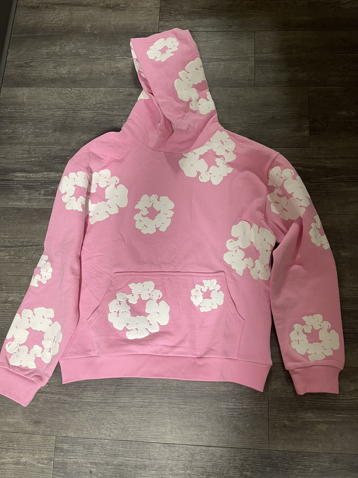 Pink Cotton Wreath denim Tears hoodie *READY TO SHIP*