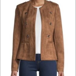 Tommy Hilfiger Open Front Faux Suede Jacket. Size 10. Brown. 