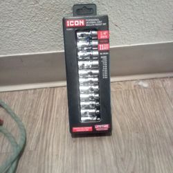 Icon Metric 1/4 11 Piece Shallow Swivel Socket Set 
