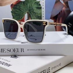 Women's white sunglasses, fashionable and versatile.