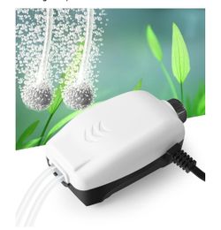 HITOP 2W Nano Whisper Aquarium Air Pump, 57GPH Adjustable Dual Outlet Fish Tank Oxygen Pump, Aquarium Aerator for 1-50 Gallon Fish Tanks