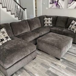 Huge Dark Slate Modern Comfort Sofa Sectional With Chaise💥 Brand New✅ Ottoman Sold Separately 