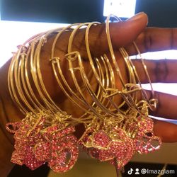 Soft Pink Charm Bangle Bracelet