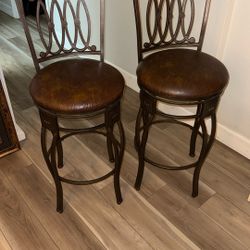Brass Leather Bar Stools