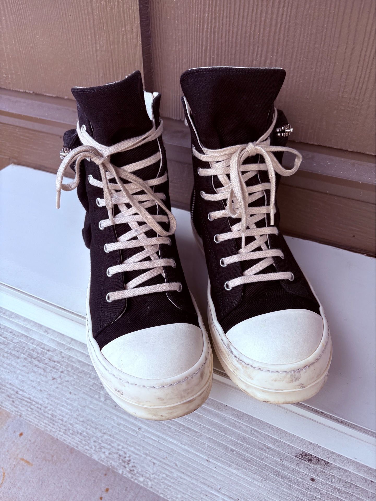 RICK OWENS drkshdw Ramones High Top Sneakers Size 10