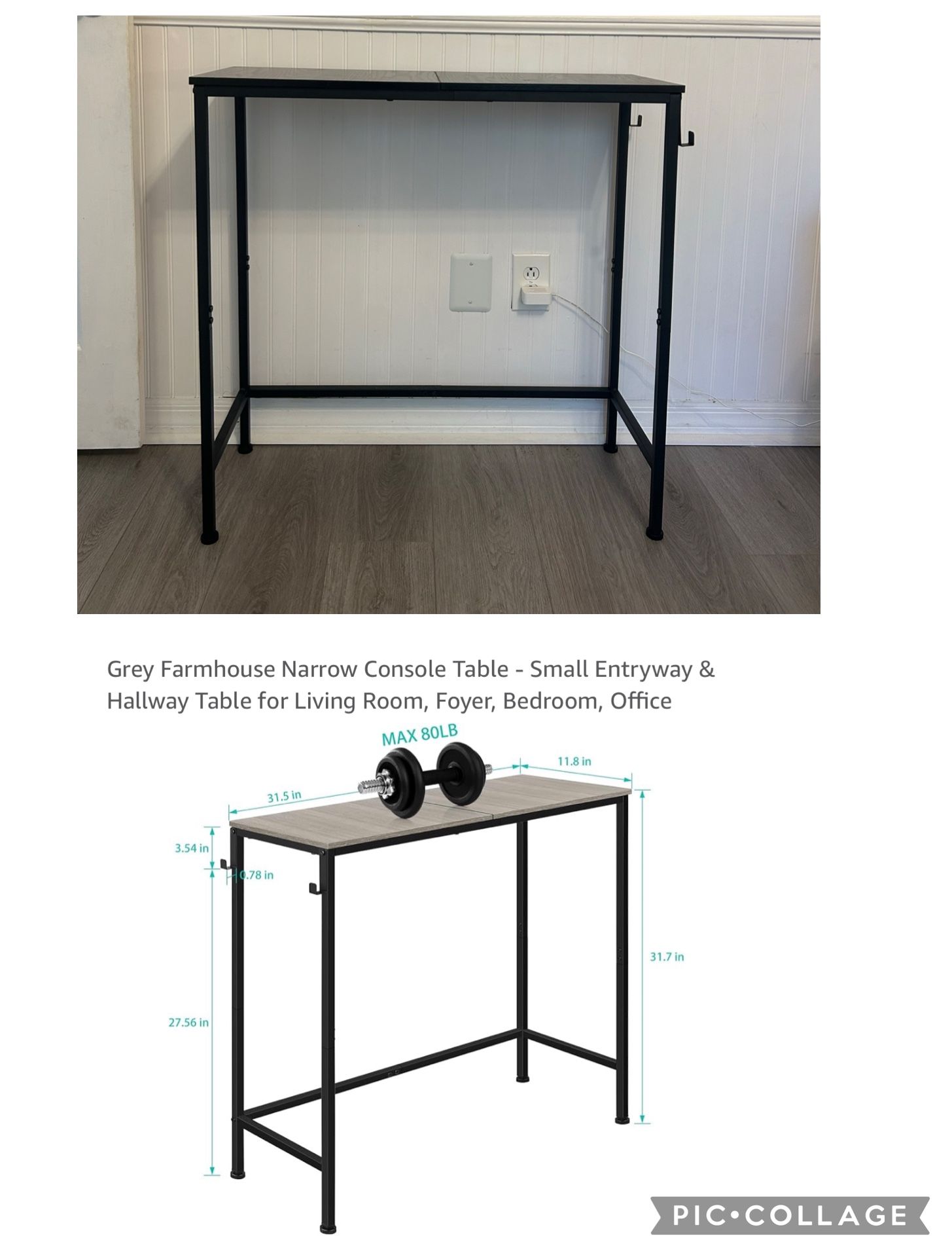 Black Farmhouse Narrow Console Table