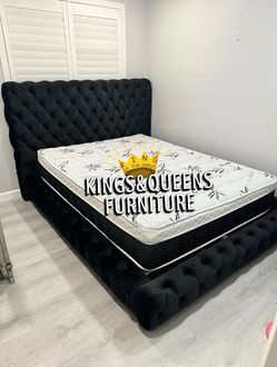 New Queen bed frame with mattress