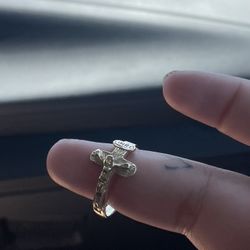 14k gold cross ring