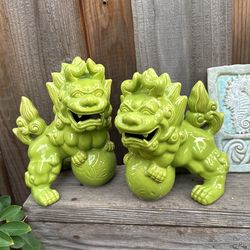 Green Ceramic Foo Dogs