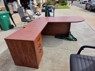Office Desk, File Cabinet & Chairs