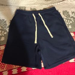 Navy Blue Fleece Drawstring Shorts