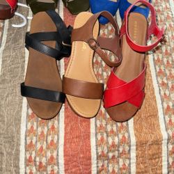 Black Brown & Red Orange Heels 