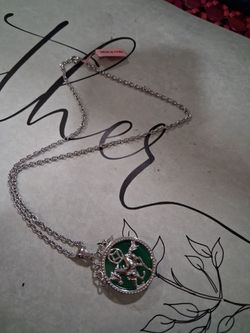 Silver Chain Necklace with jade Pendant