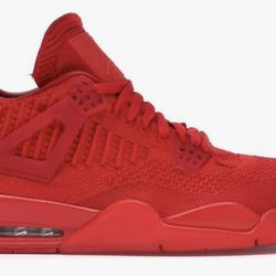 Jordan 4 Retro Flyknit Red Low Top Lace Up Flyknit Upper Athletic Sneaker
