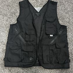 Black Reflective Fashion Utility Vest  multifunctional 
