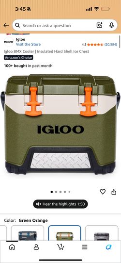Brand New Igloo BMX Hard Cooler – Heavy Duty Ice Chest (Green/Orange)